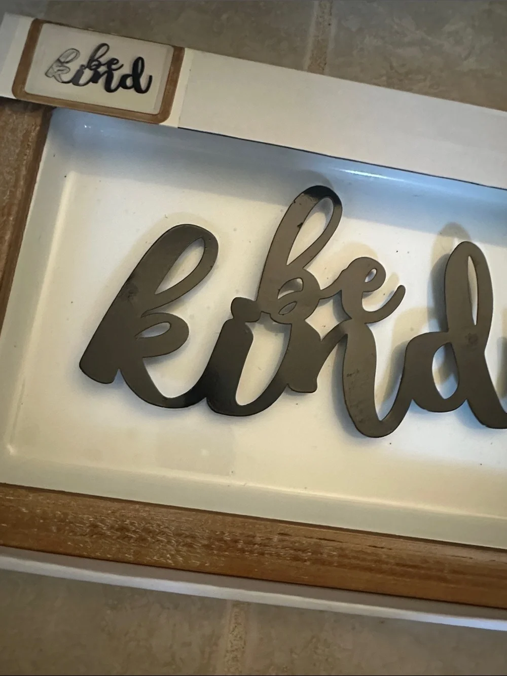 Be Happy / Be Kind Wall Art Set - Black Script with Wood Frame